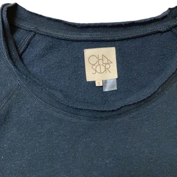 Chaser Black Cut Out Long Sleeve Crew Neck Sweatshirt Size Small - Picture 5 of 9